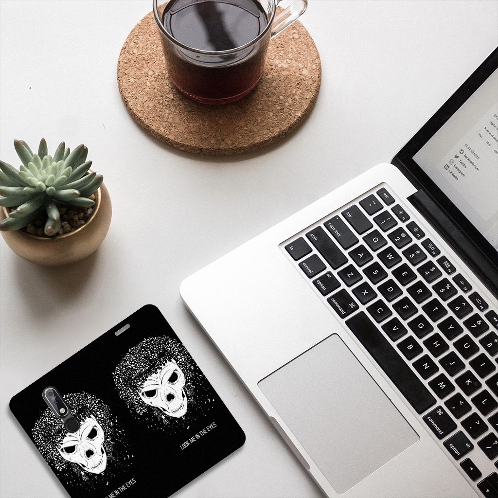 Mobiel BookCase Nokia 7.1 (2018) Skull Hair