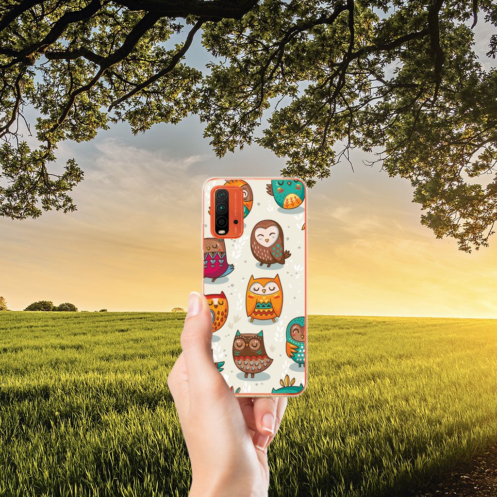 Xiaomi Poco M3 TPU Hoesje Vrolijke Uilen