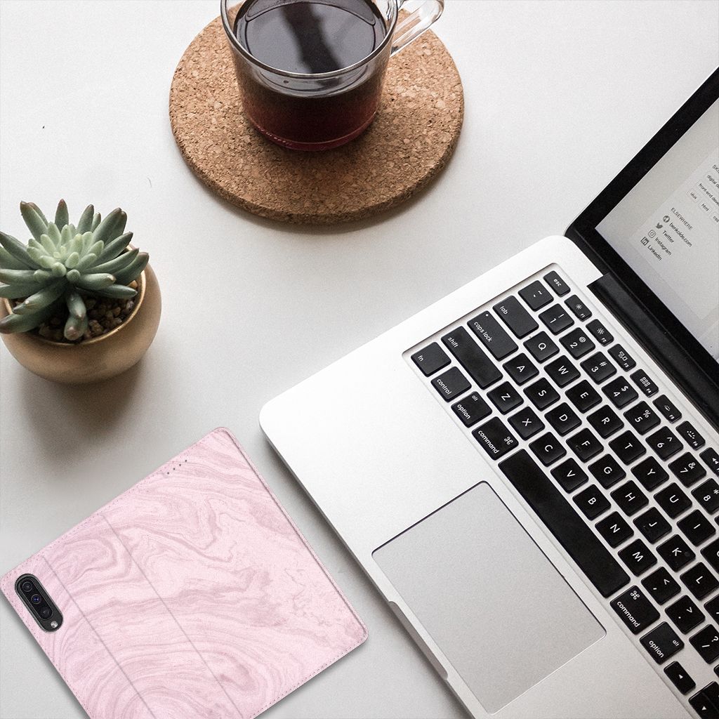 Samsung Galaxy A50 Standcase Marble Pink - Origineel Cadeau Vriendin