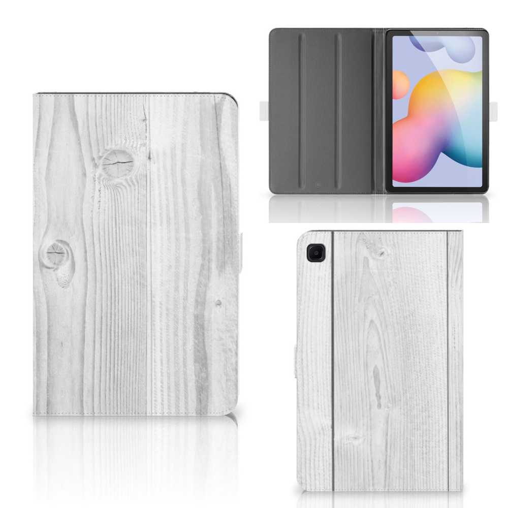 Samsung Galaxy Tab S6 Lite | S6 Lite (2022) Tablet Book Cover White Wood