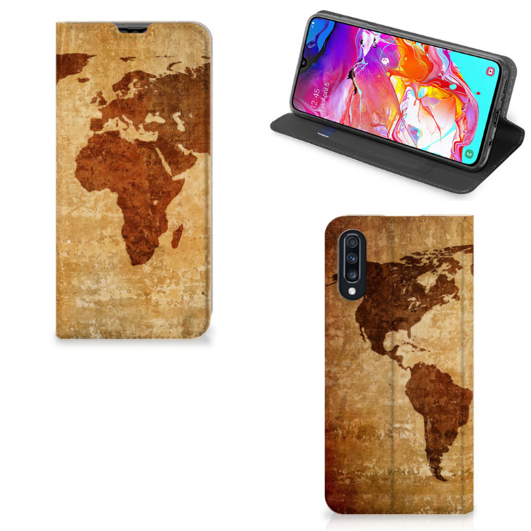 Samsung Galaxy A70 Book Cover Wereldkaart