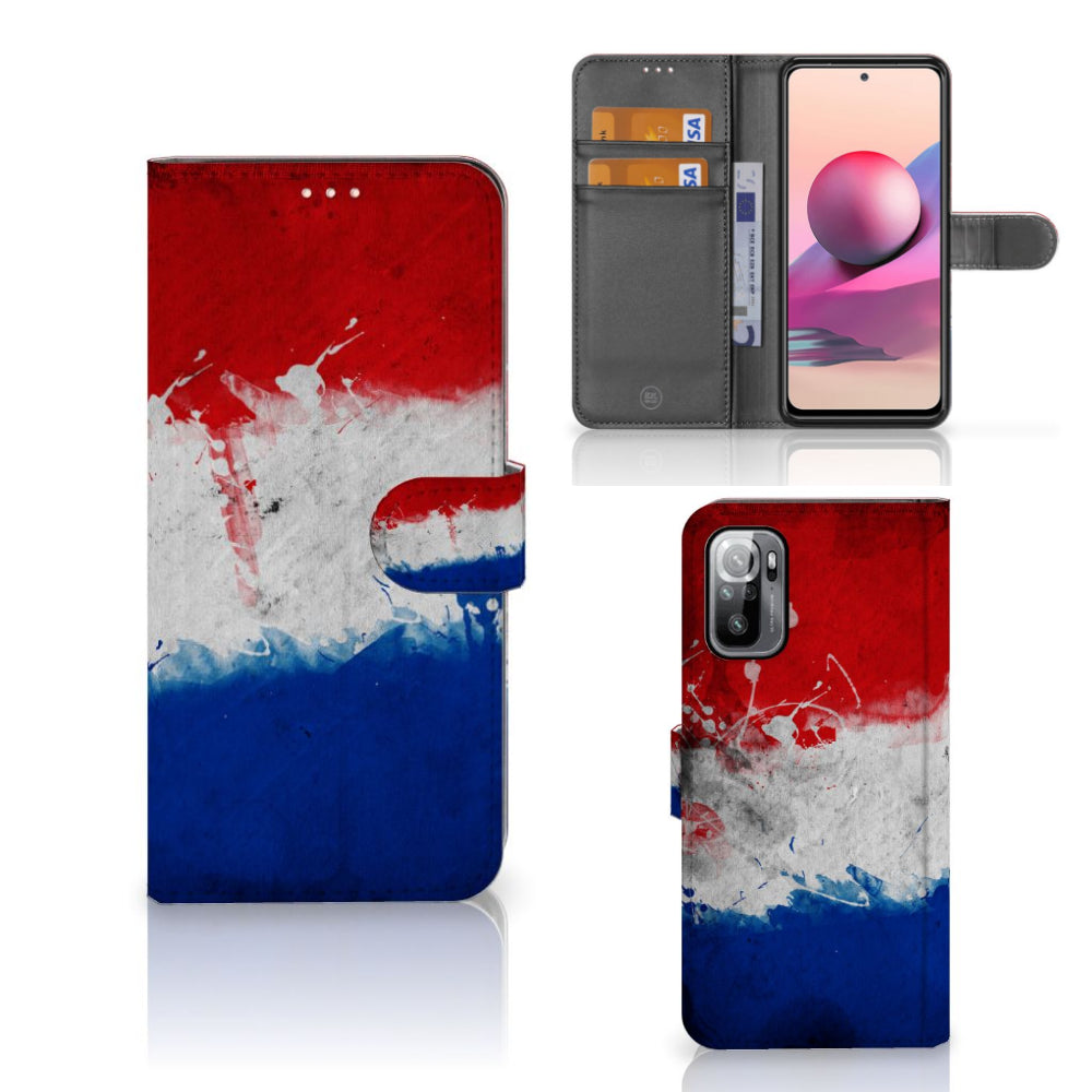 Xiaomi Redmi Note 10/10T 5G | Poco M3 Pro Bookstyle Case Nederland met artistiek Nederlands vlag design.