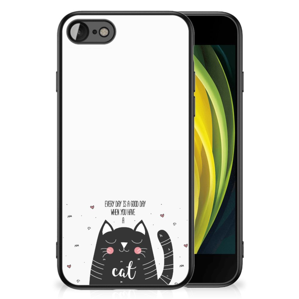 iPhone SE 2022 | SE 2020 | 7/8 Hoesje Cat Good Day, schattig kattenontwerp op TPU hoesje voor bescherming.