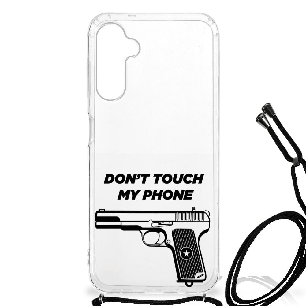 Samsung Galaxy A14 5G Anti Shock Case Pistol DTMP with graphic design "DON'T TOUCH MY PHONE".