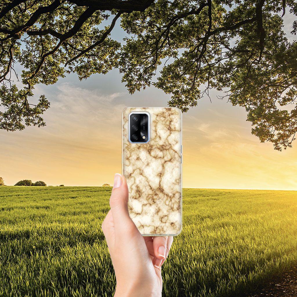OPPO A74 4G TPU Siliconen Hoesje Marmer Goud B2C Telecom