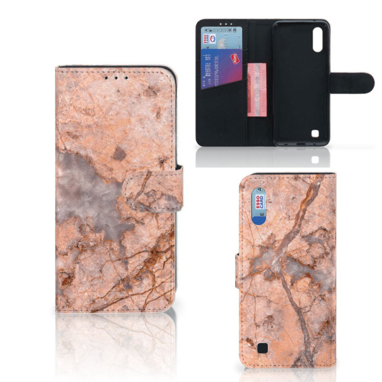 Samsung Galaxy M10 Bookcase Marmer Oranje