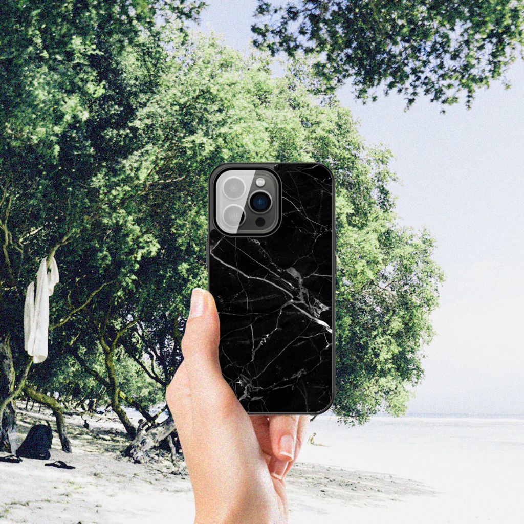 iPhone 13 Pro Marmeren Print Telefoonhoesje Marmer Zwart - Origineel Cadeau Vader B2C Telecom