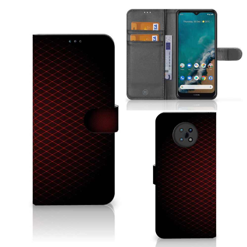 Nokia G50 Telefoon Hoesje Geruit Rood met ruimte voor 3 pasjes en minimalistisch design
