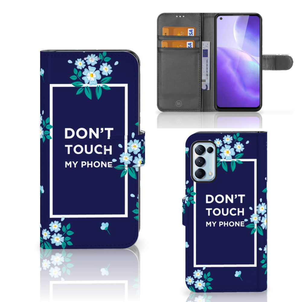OPPO Find X3 Lite Portemonnee Hoesje Flowers Blue DTMP