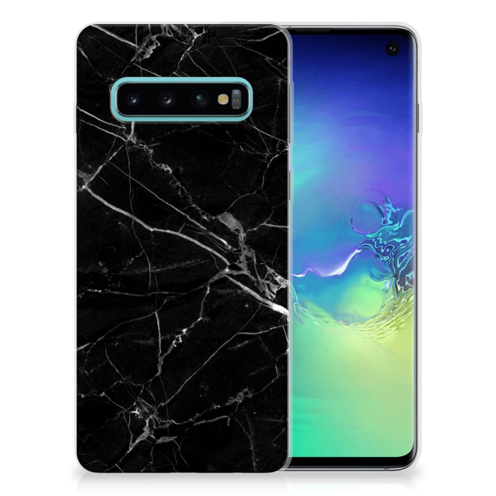 Samsung Galaxy S10 TPU Siliconen Hoesje Marmer Zwart - Origineel Cadeau Vader