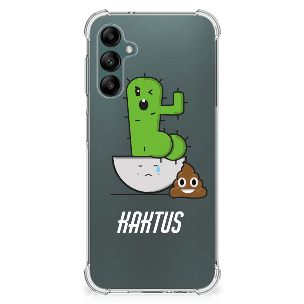 Samsung Galaxy A14 5G/4G Stevig Bumper Hoesje Cactus Poo met schattig cactus design en poepstijl.