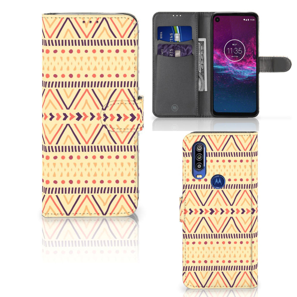 Motorola One Action Telefoon Hoesje Aztec Yellow