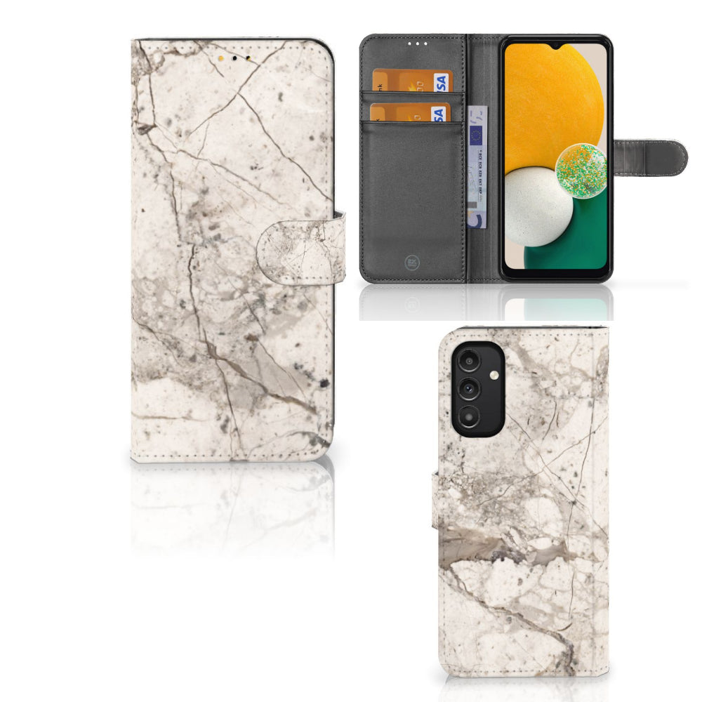 Samsung Galaxy A14 5G Bookcase Marmer Beige met unieke marmerprint en pasjeshouder