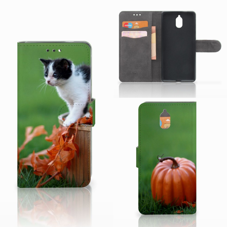Nokia 3.1 (2018) Telefoonhoesje met Pasjes Kitten