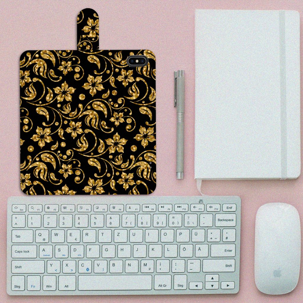 Apple iPhone Xs Max Hoesje Gouden Bloemen