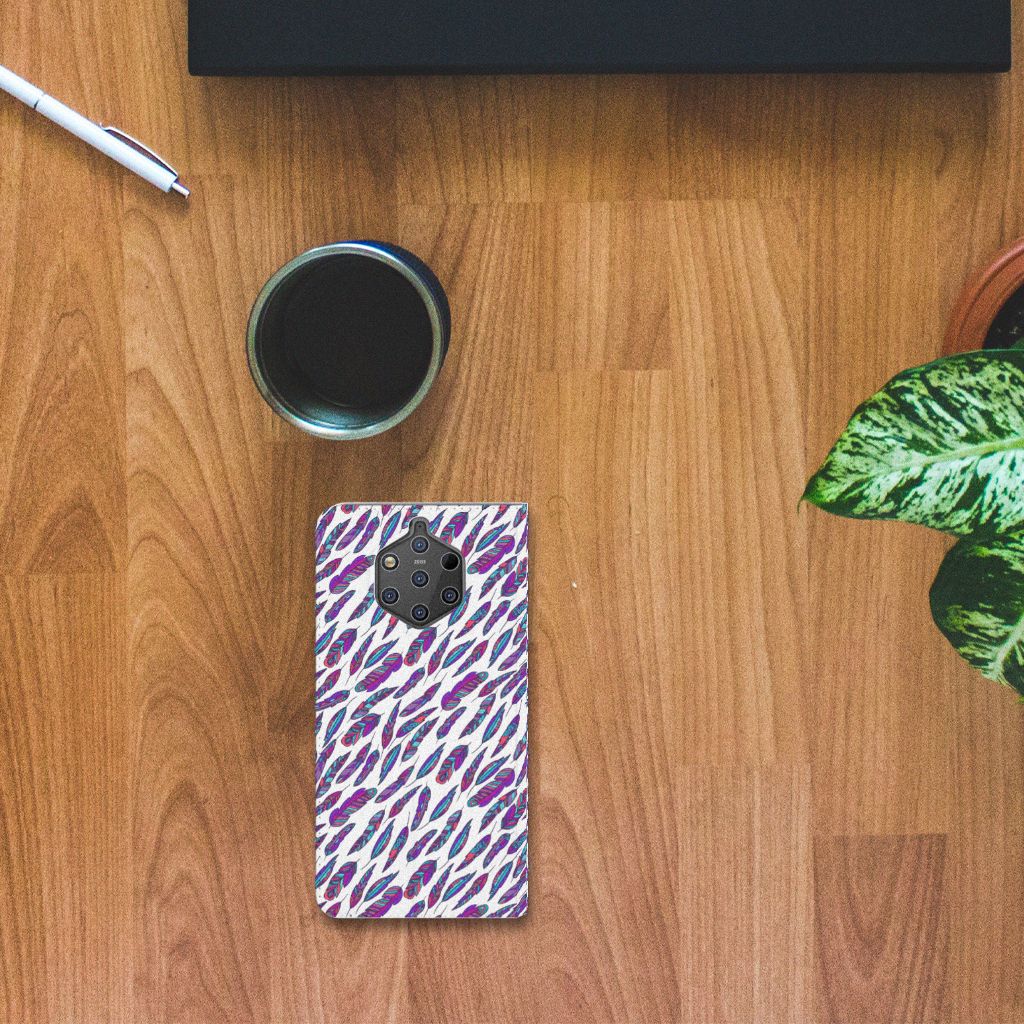 Nokia 9 PureView Hoesje met Magneet Feathers Color