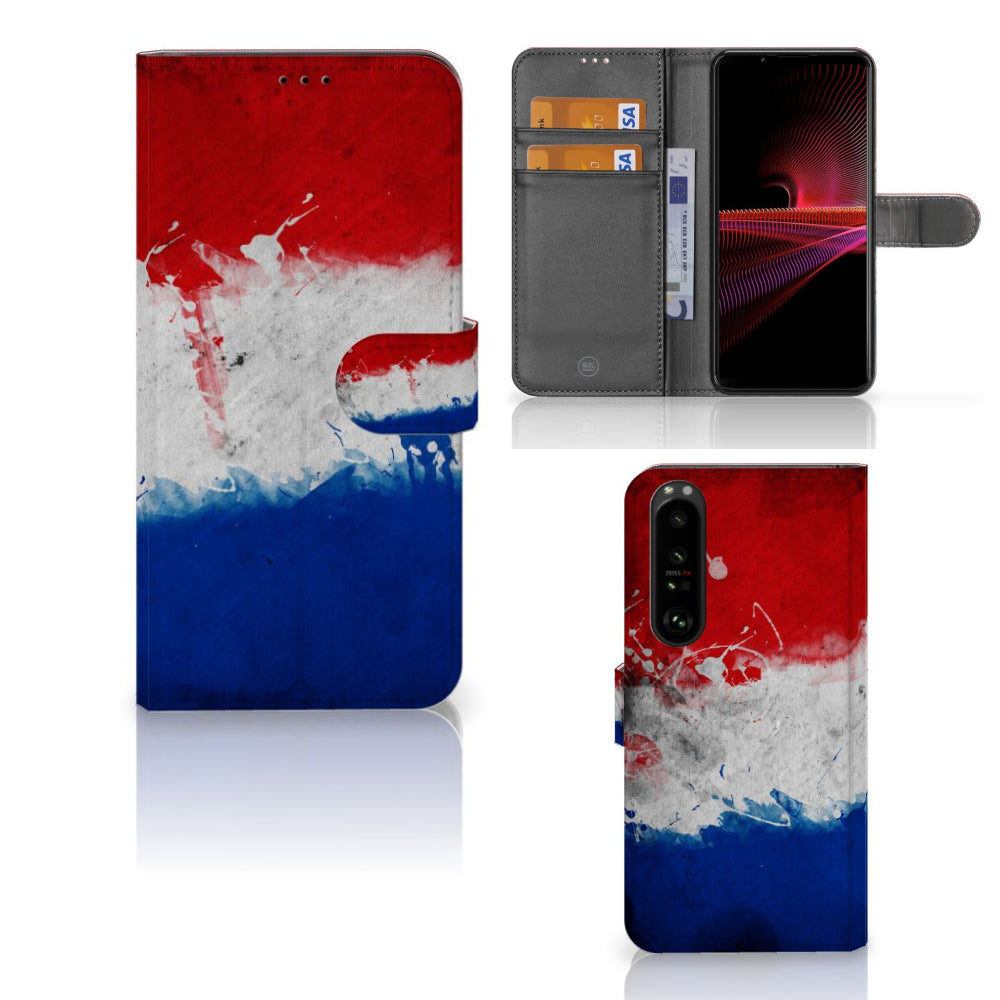 Sony Xperia 1 III Bookstyle Case Nederland met artistieke Nederlandse vlag design