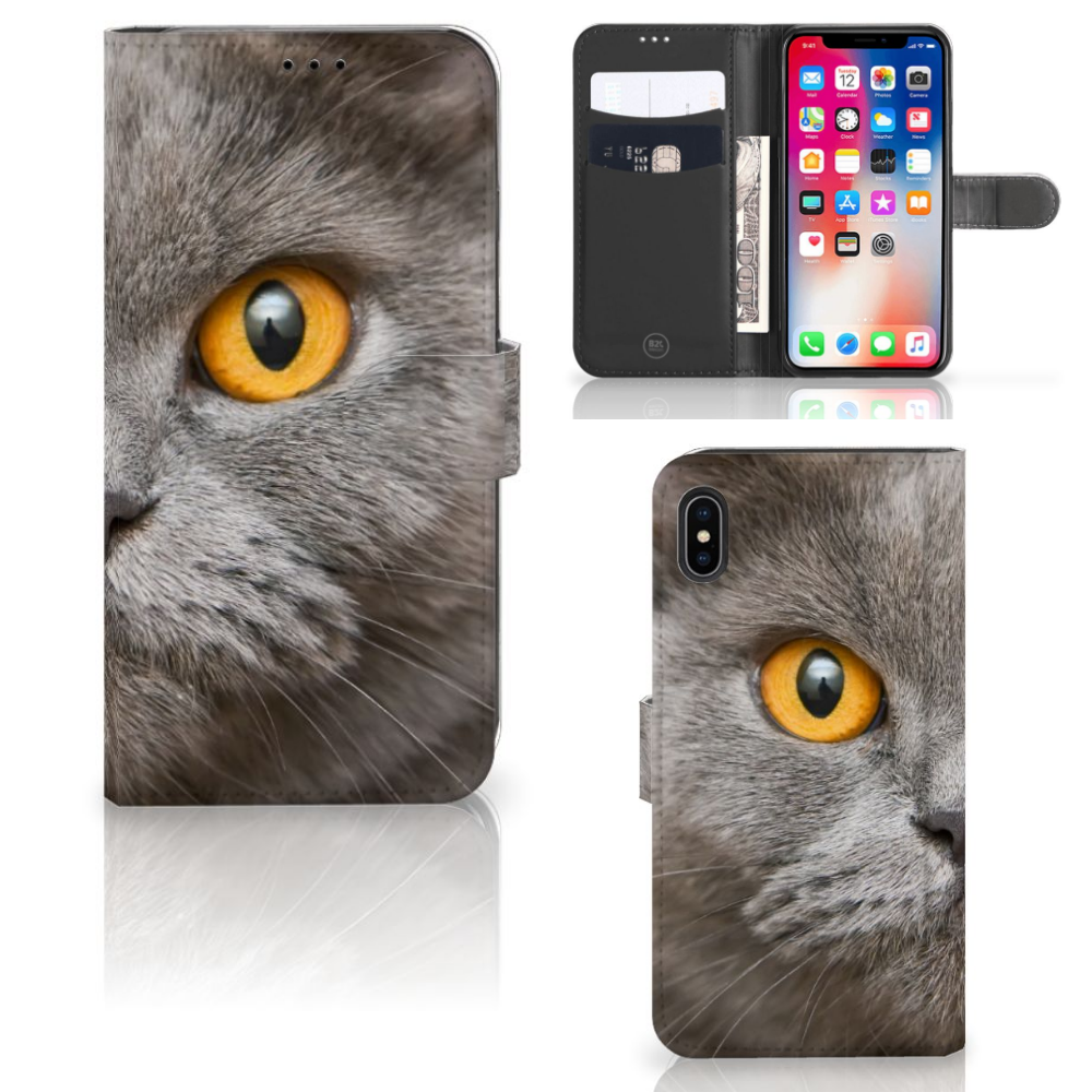 Telefoonhoesje met Pasjes Apple iPhone Xs Max Britse Korthaar