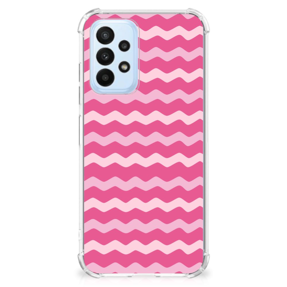 Samsung Galaxy A23 Doorzichtige Silicone Hoesje Waves Pink - B2C Telecom