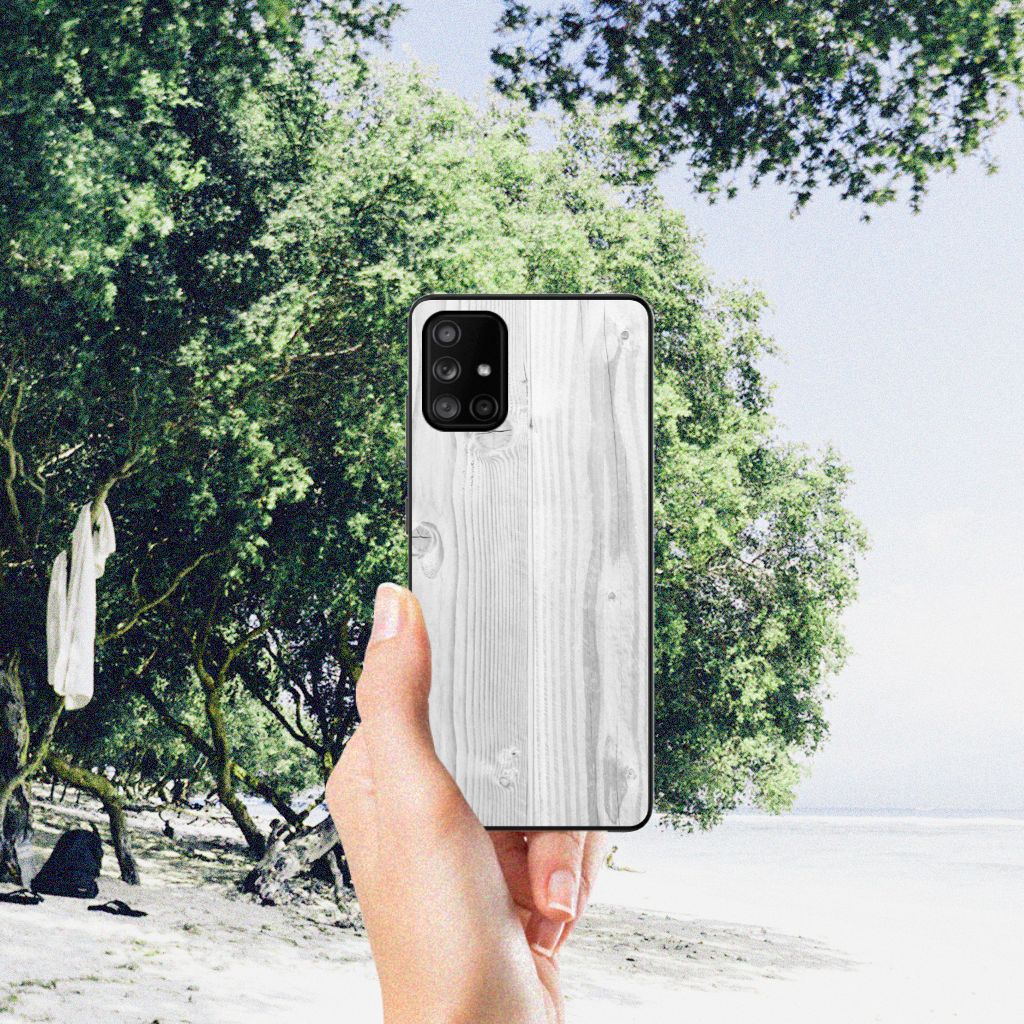 Samsung Galaxy A71 Houten Print Telefoonhoesje White Wood B2C Telecom