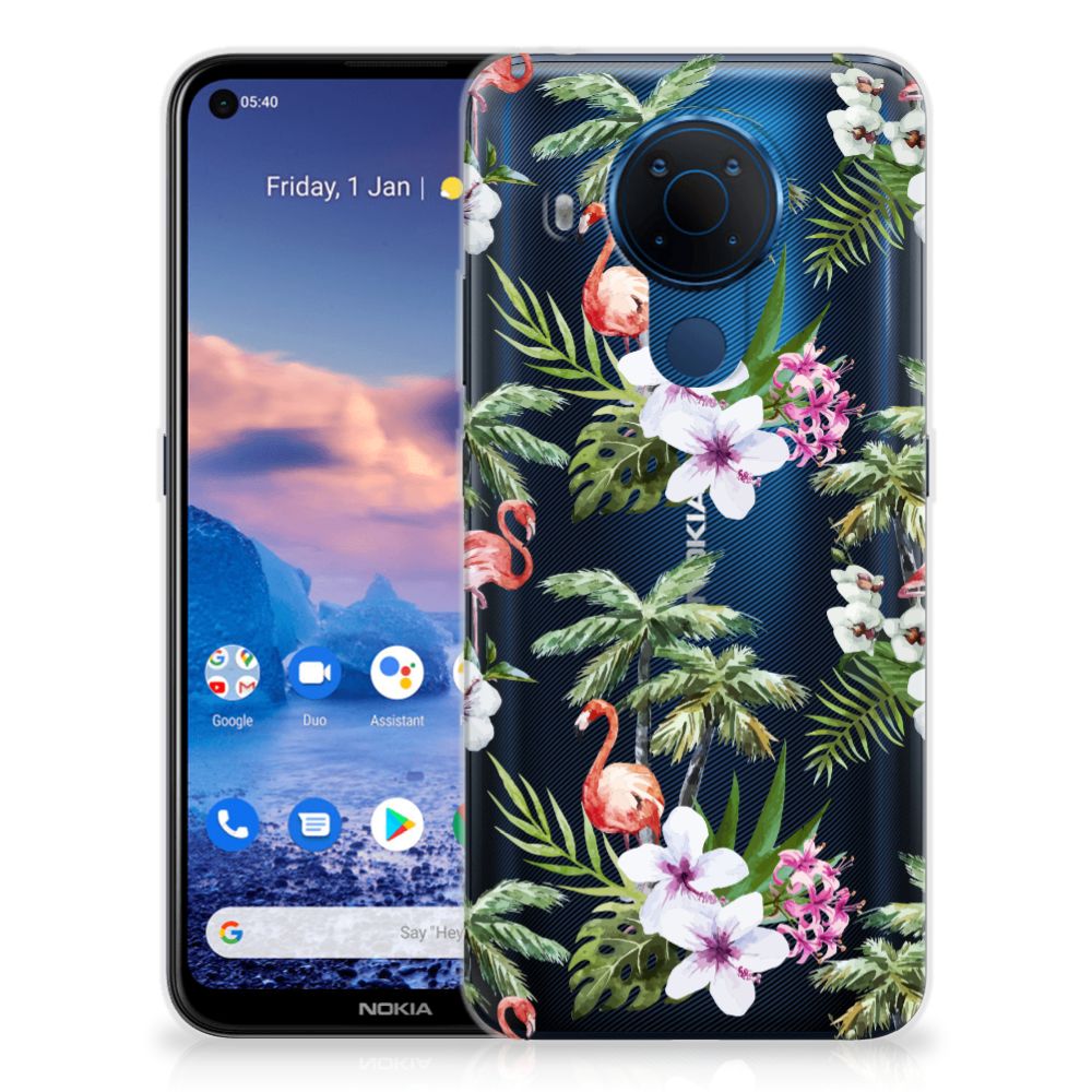 Nokia 5.4 TPU Hoesje Flamingo Palms