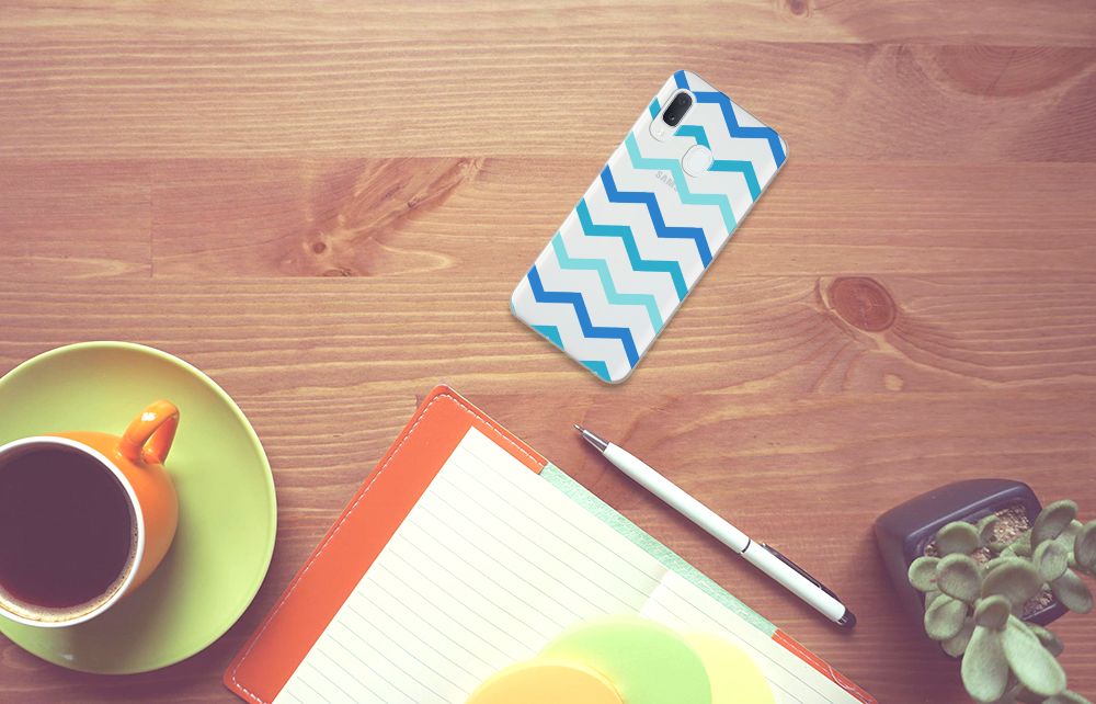Samsung Galaxy A20e TPU bumper Zigzag Blauw