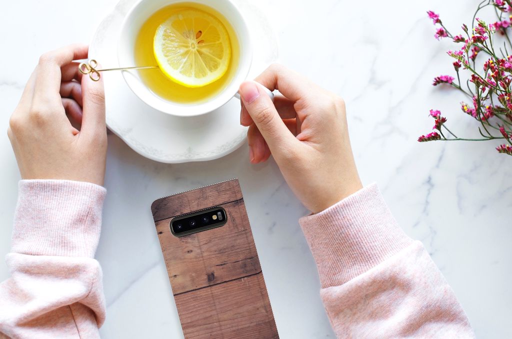 Samsung Galaxy S10 Book Wallet Case Old Wood