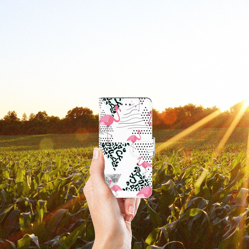 Nokia 7 Telefoonhoesje met Pasjes Flamingo Triangle