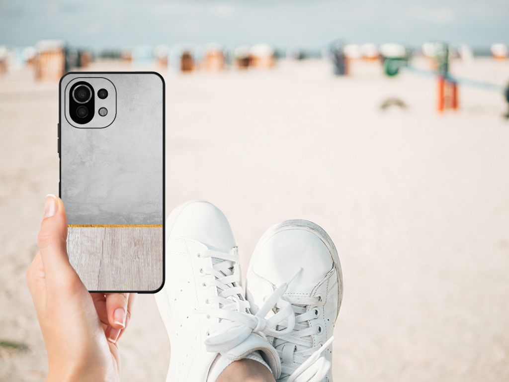 Xiaomi 11 Lite 5G NE | Mi 11 Lite Houten Print Telefoonhoesje Wood Concrete B2C Telecom
