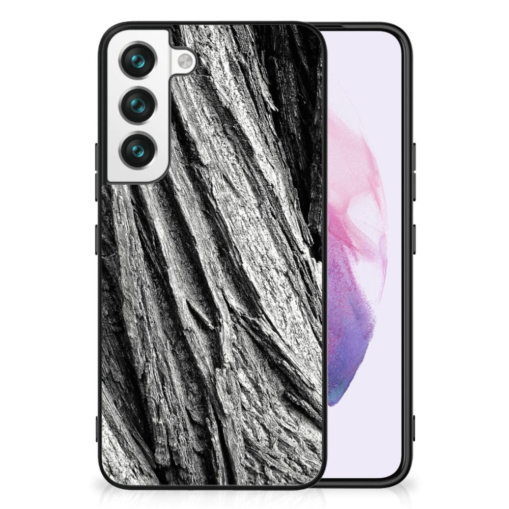 Houten Print Telefoonhoesje Samsung Galaxy S22 Boomschors Grijs