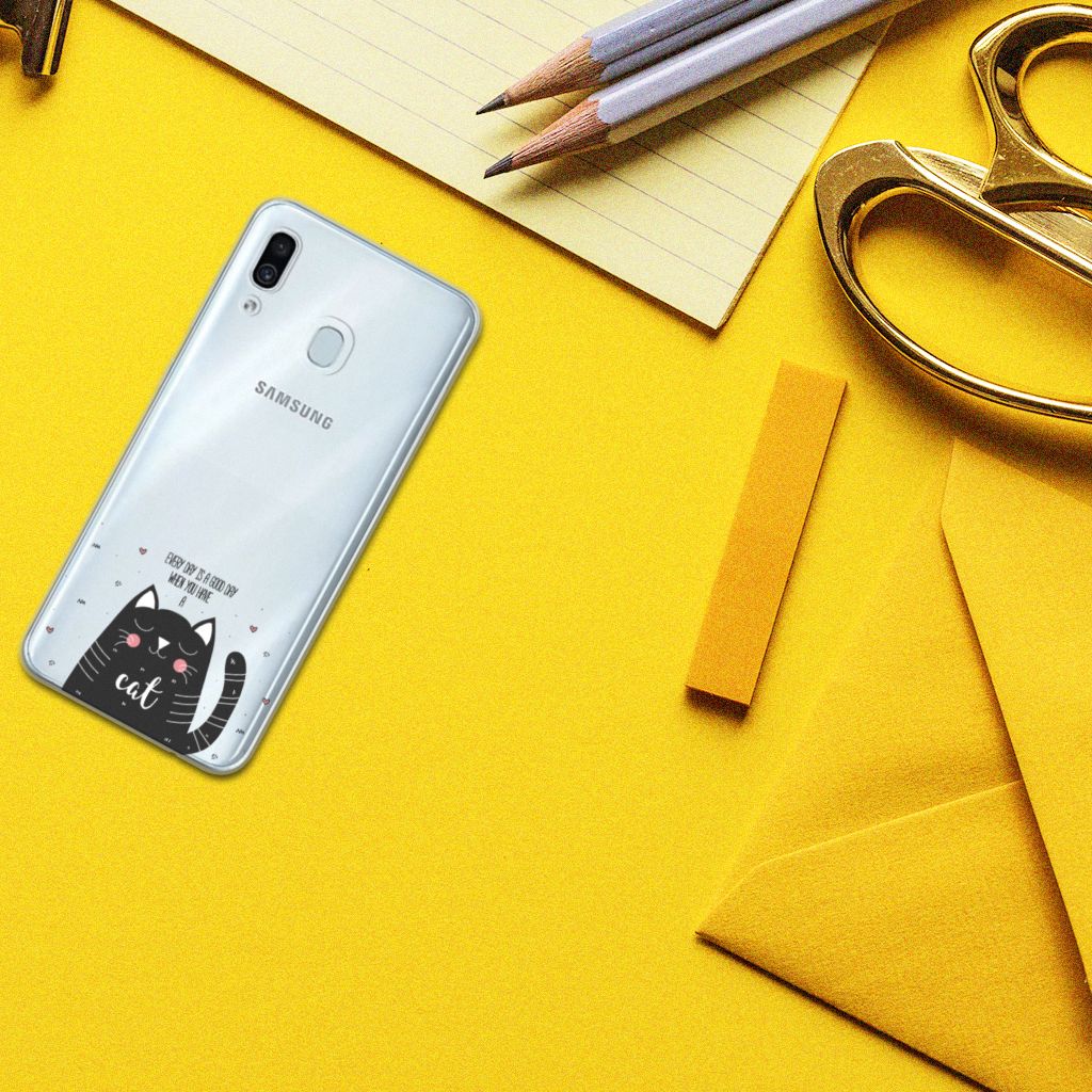Samsung Galaxy A30 Telefoonhoesje met Naam Cat Good Day