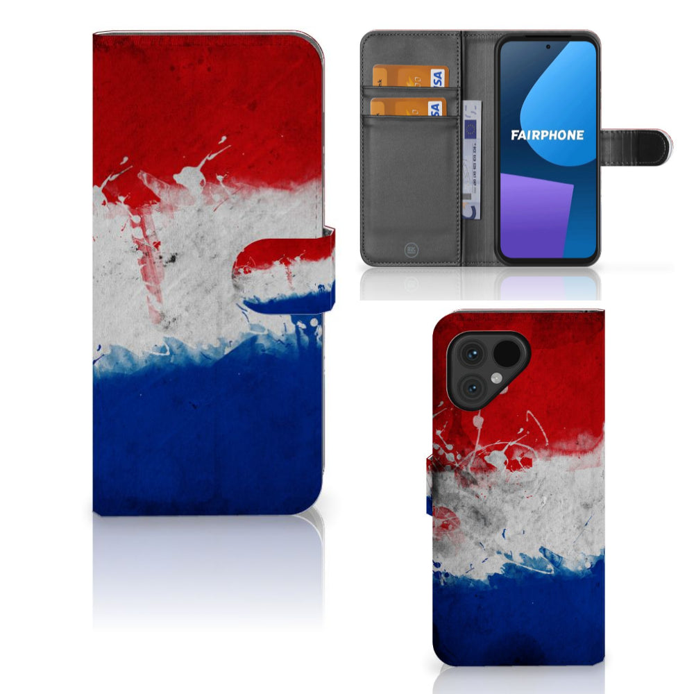 Fairphone 5 Bookstyle Case Nederland met design van de Nederlandse vlag voor trots op jouw land.