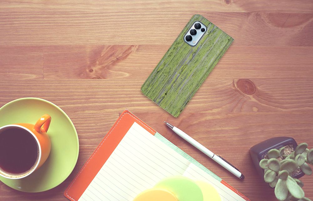 OPPO Find X3 Lite Book Wallet Case Green Wood - B2C Telecom