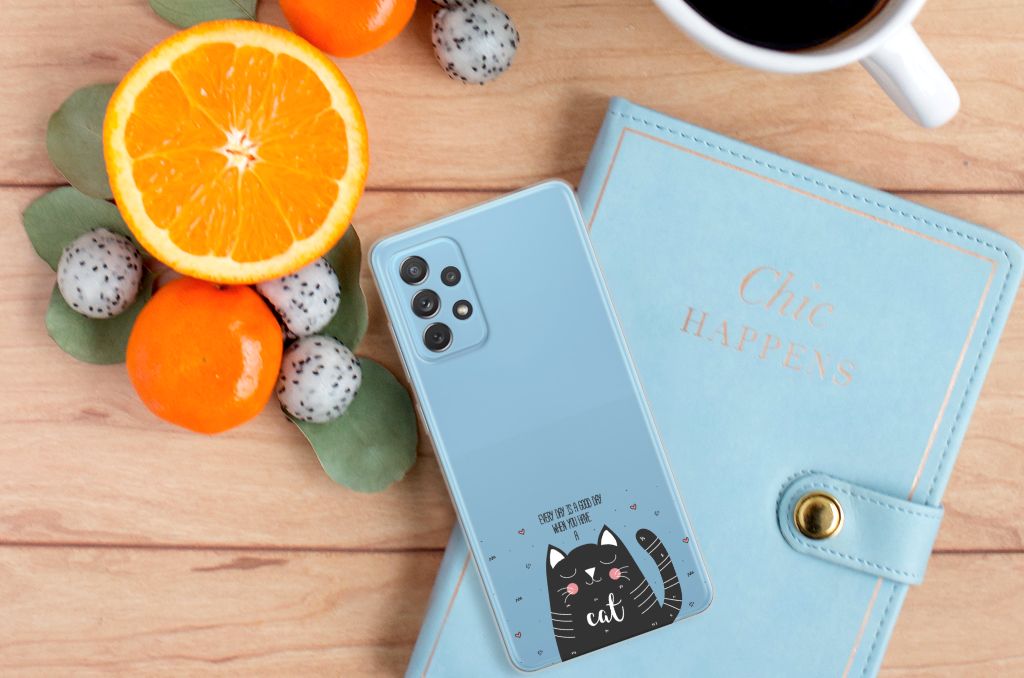 Samsung Galaxy A72 Telefoonhoesje met Naam Cat Good Day B2C Telecom