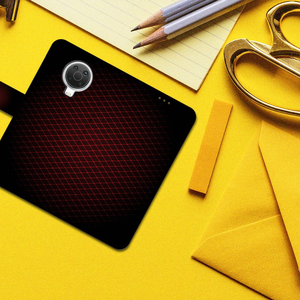 Nokia G10 | G20 Telefoon Hoesje Geruit Rood met minimalistisch ontwerp en stijlvolle zwart-rode kleur