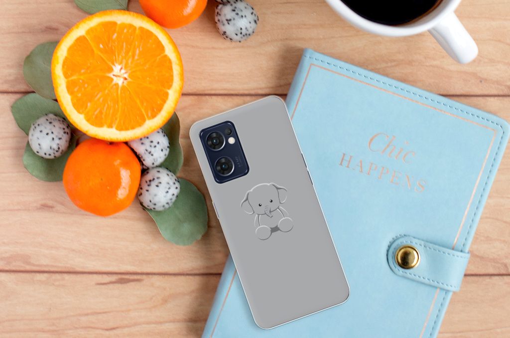 OPPO Reno 7 5G | Find X5 Lite Telefoonhoesje met Naam Grijs Baby Olifant B2C Telecom