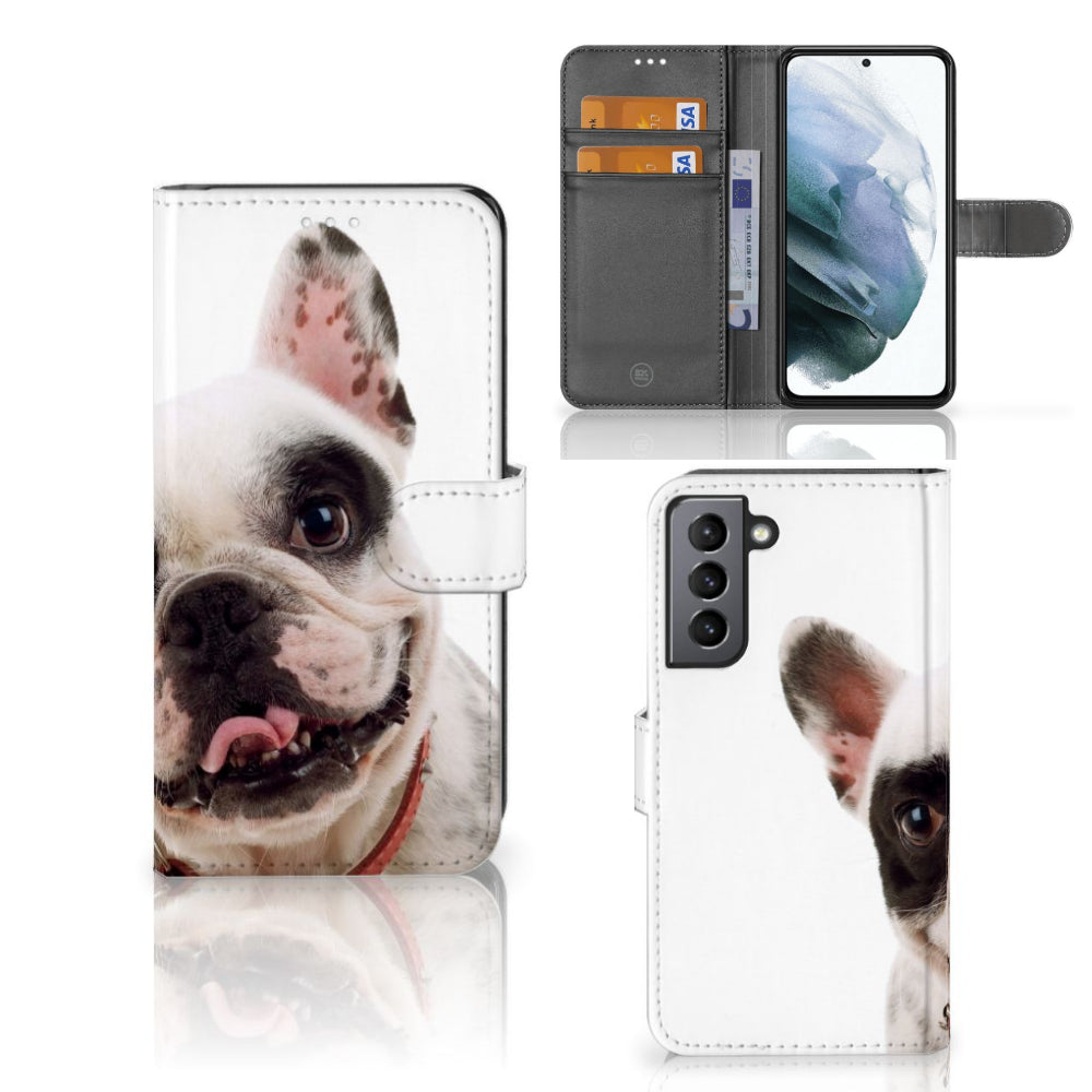 Samsung Galaxy S21 FE Telefoonhoesje met Pasjes Franse Bulldog