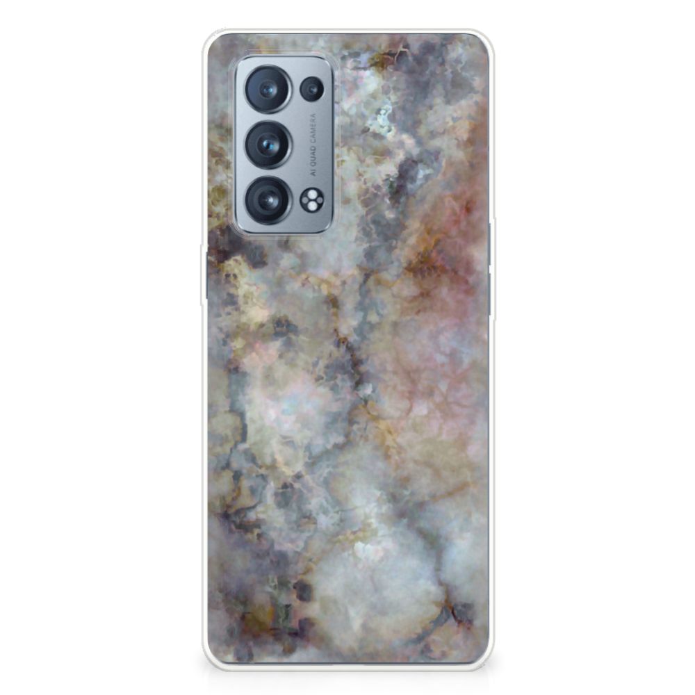 OPPO Reno 6 Pro Plus 5G TPU Siliconen Hoesje Marmer Grijs