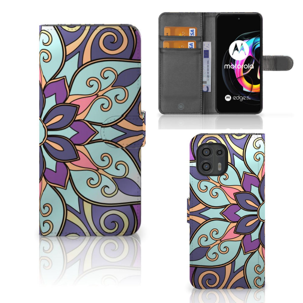 Motorola Edge 20 Lite Hoesje Purple Flower
