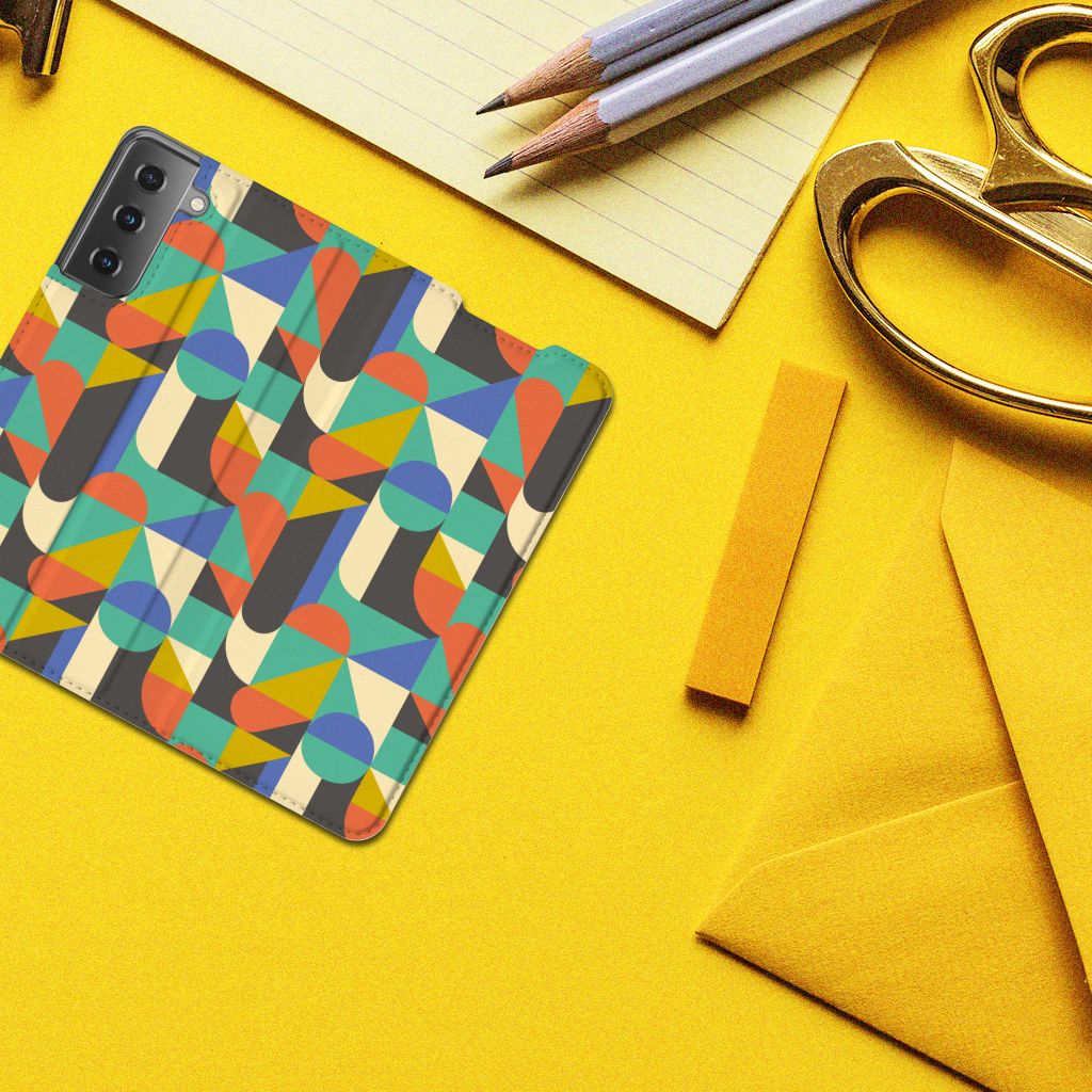 Samsung Galaxy S21 Hoesje met Magneet Funky Retro