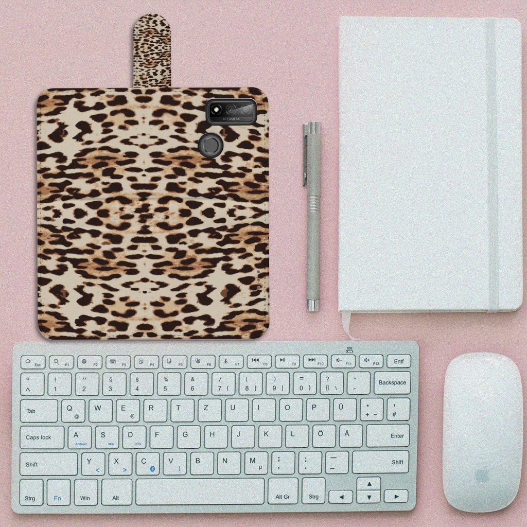 Huawei P Smart 2020 Telefoonhoesje met Pasjes Leopard