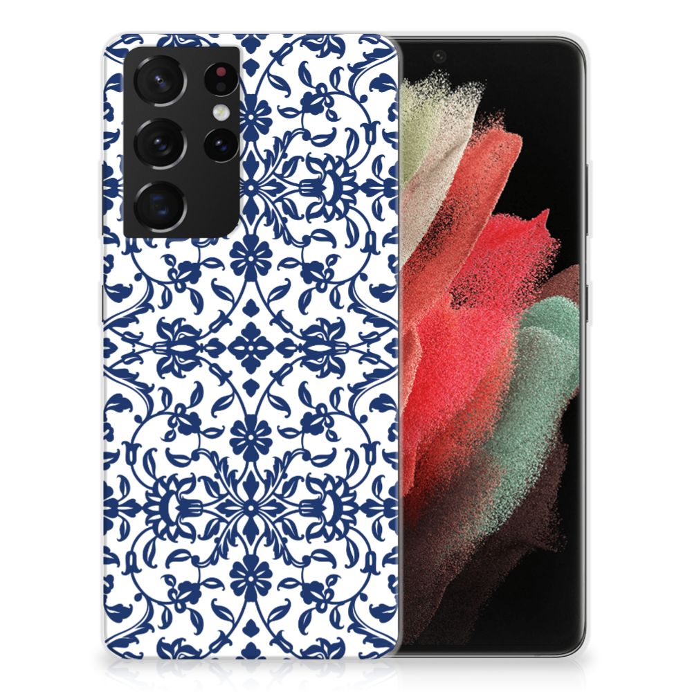 Samsung Galaxy S21 Ultra TPU Case Flower Blue