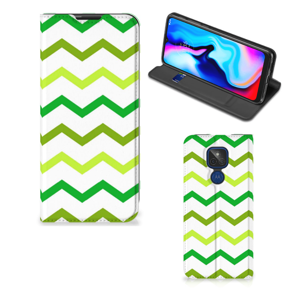 Motorola Moto G9 Play Hoesje met Magneet Zigzag Groen - B2C Telecom