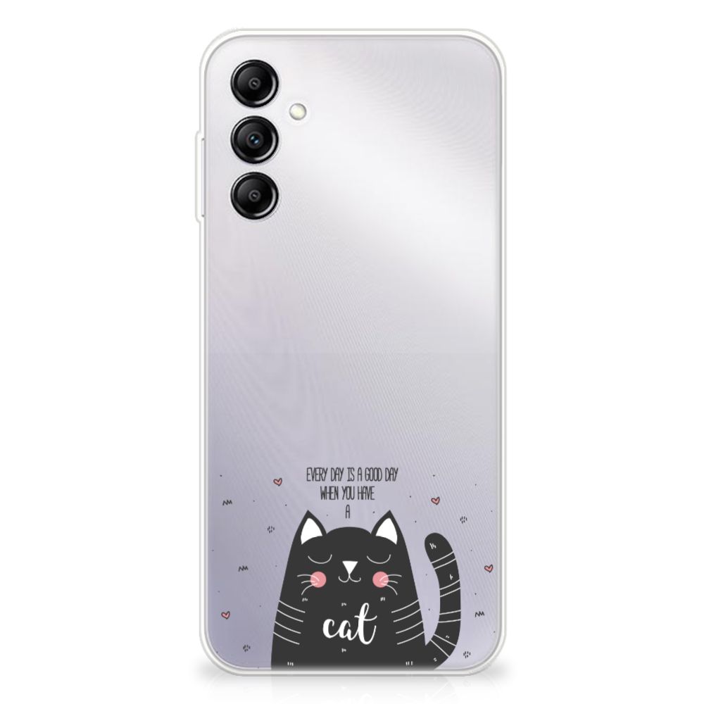 Samsung Galaxy A14 5G Telefoonhoesje met Naam Cat Good Day met schattige kat en tekst.