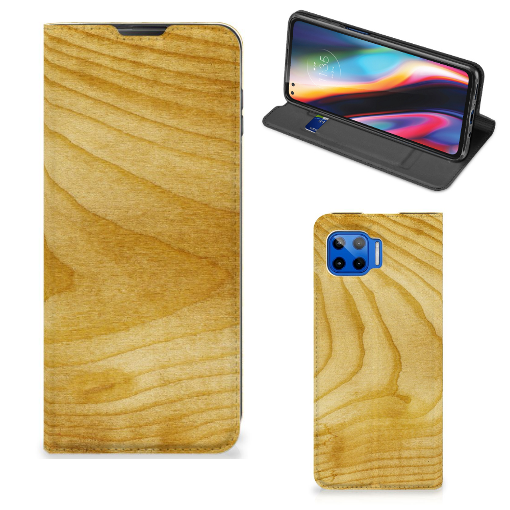Motorola Moto G 5G Plus Book Wallet Case Licht Hout - B2C Telecom