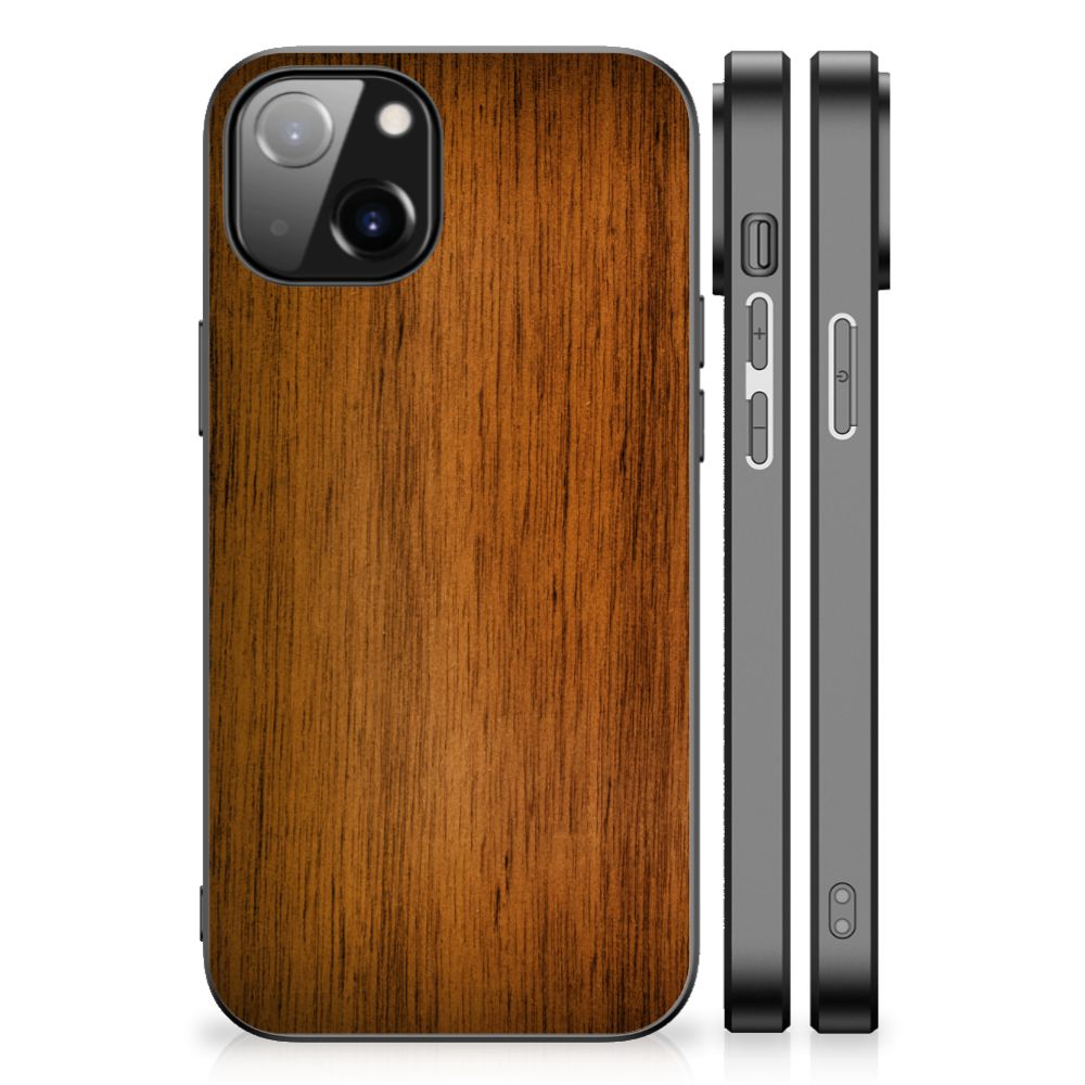 Apple iPhone 13/14 Houten Print Telefoonhoesje Donker Hout