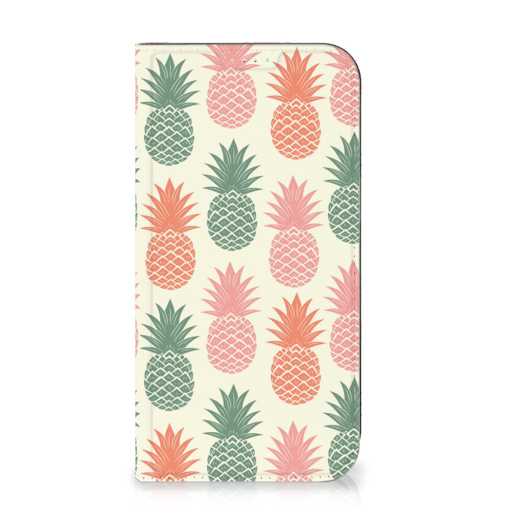 iPhone 15 Plus Flip Style Cover Ananas met vrolijke ananasprint in pastelkleuren đ.