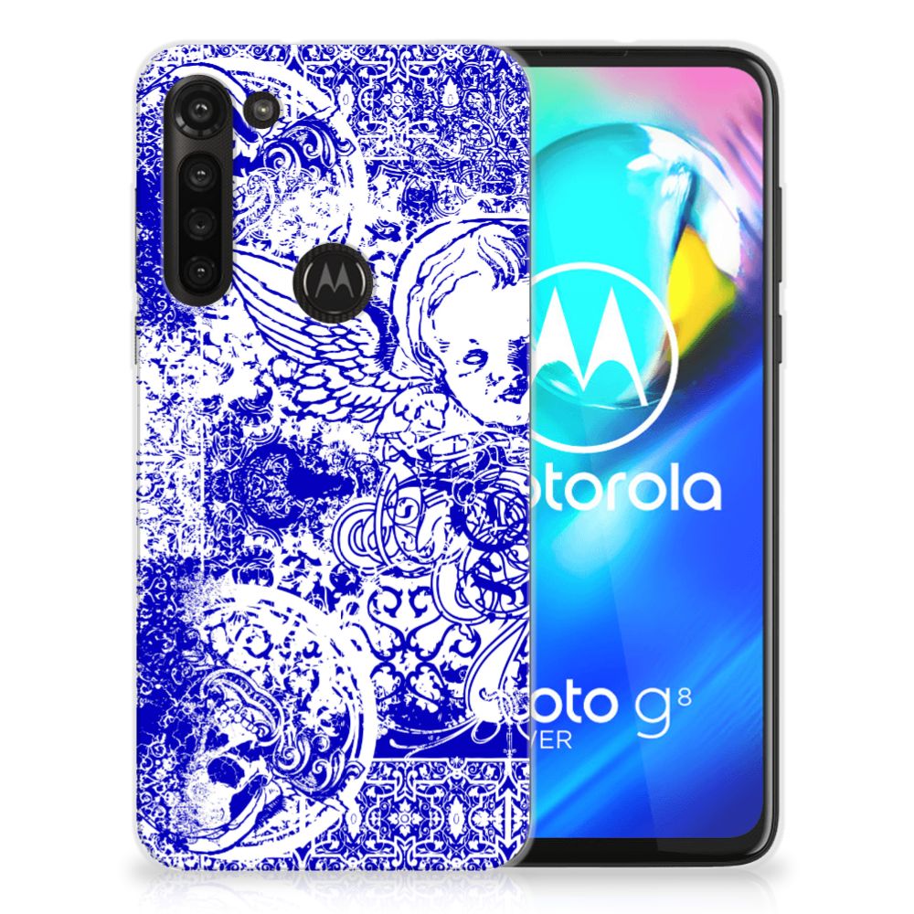 Silicone Back Case Motorola Moto G8 Power Angel Skull Blauw B2C Telecom