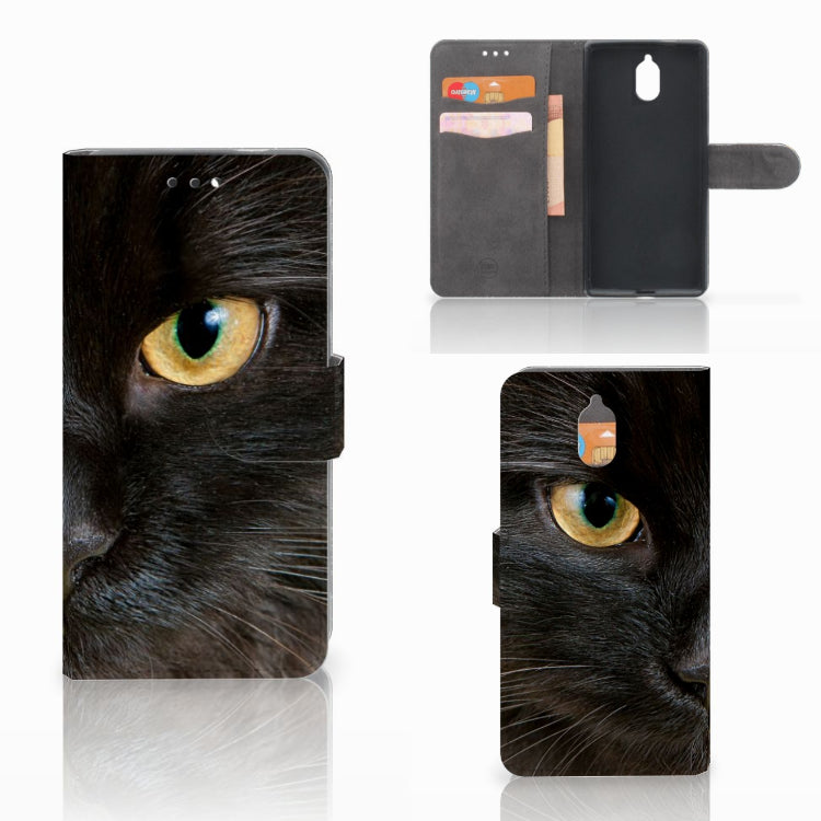 Nokia 3.1 (2018) Telefoonhoesje met Pasjes Zwarte Kat