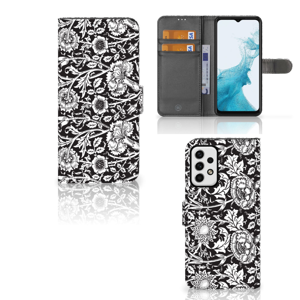 Samsung Galaxy A23 Hoesje Black Flowers